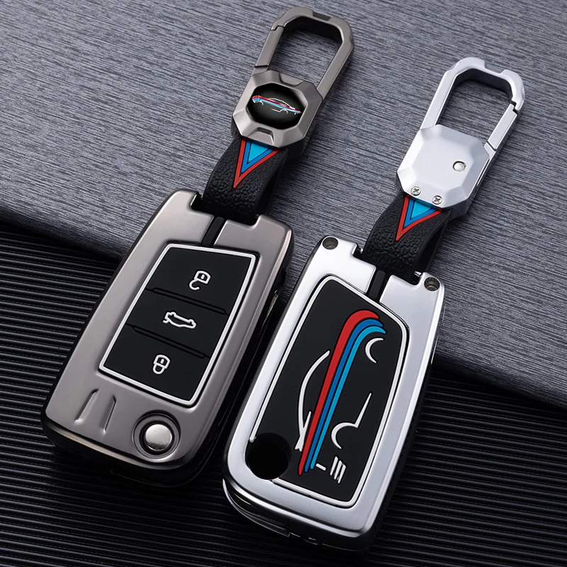 Zinc Alloy Car Key Cover Silicone Case Fit For Vw Golf 7 Mk7 3buttons