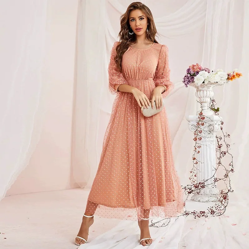 

Ebay European and American Women's 2023 Autumn Fashion Casual Elegant Polka Dot Round Neck Dress Summer Dress Woman 2023 Trendy