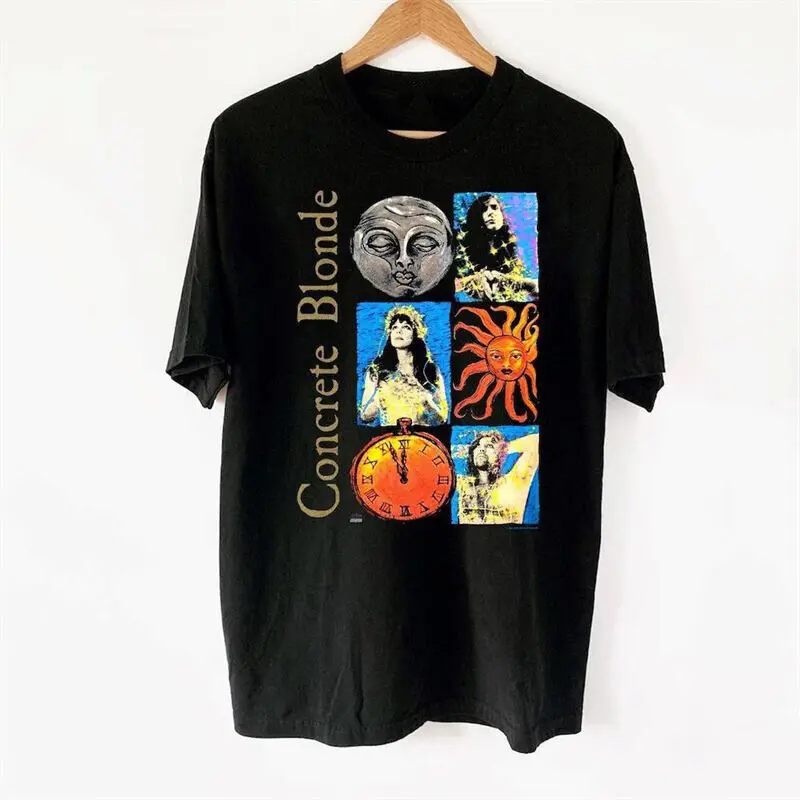 

Хлопковая черная полноразмерная рубашка Vtg бетонная блондинка ходьба по миру