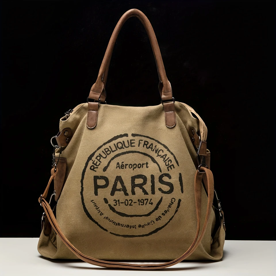 Vintage Large Canvas Tote Bag for Women