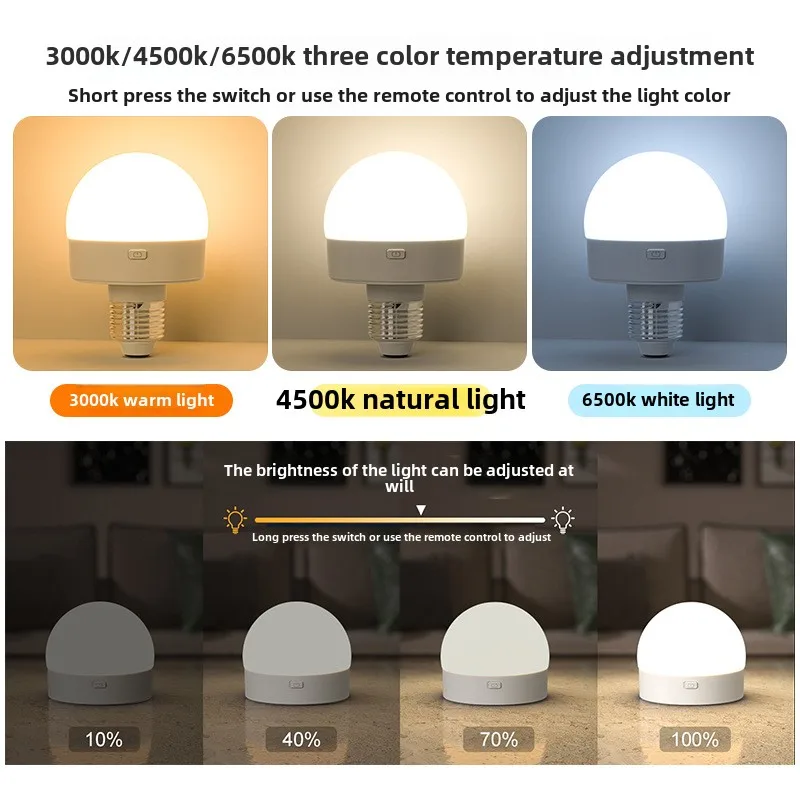 Ampoule LED E27 Rechargeable Pinrutar Avec Télécommande - RGB, 12 Couleurs, Minuterie