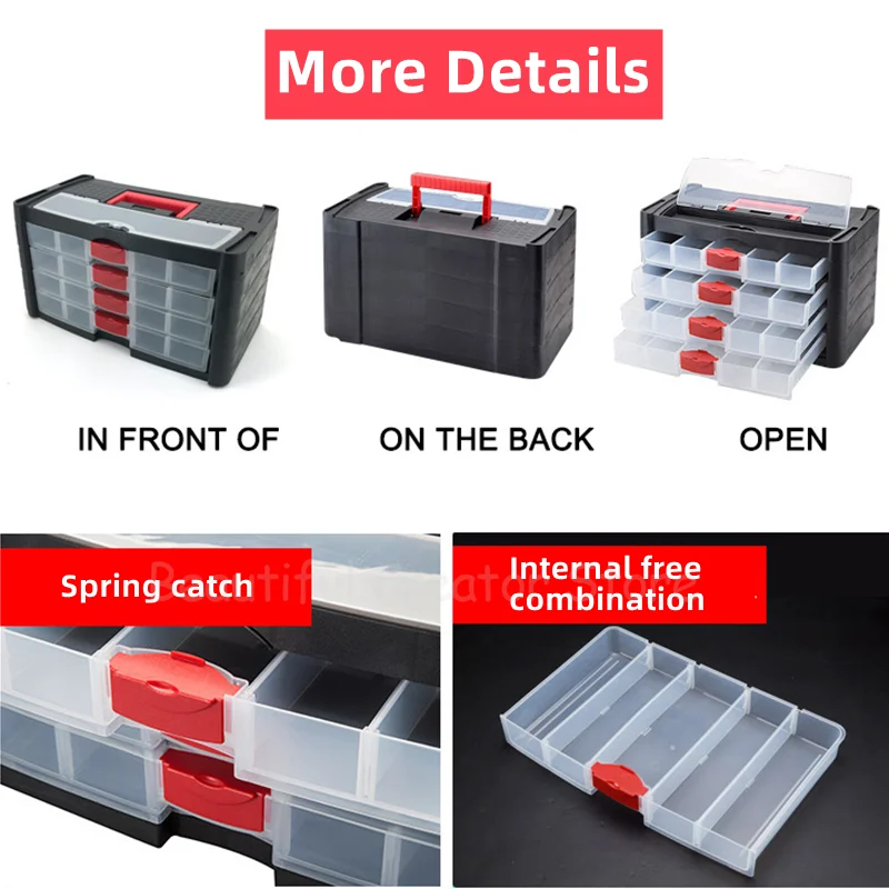 Drawer Type Tool Box Parts Storage Box Portable Fishing Plastic ToolBox  Screws Organizer Hardware Tool Storage Box Suitcase