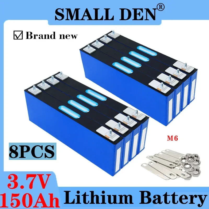 

8PCS New 3.7V 150Ah Lithium ion battery 3C discharge diy 12v 24v Electric car boat RV Inverter Home Solar portable power source