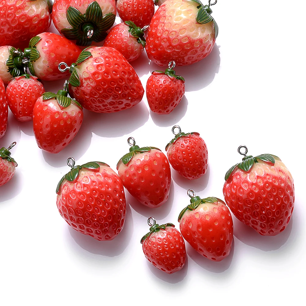 5 Stück Erdbeerharz Anhänger Charms Obst Mode Anhänger DIY Ohrringe Schmuck Zubehör – Detail 4