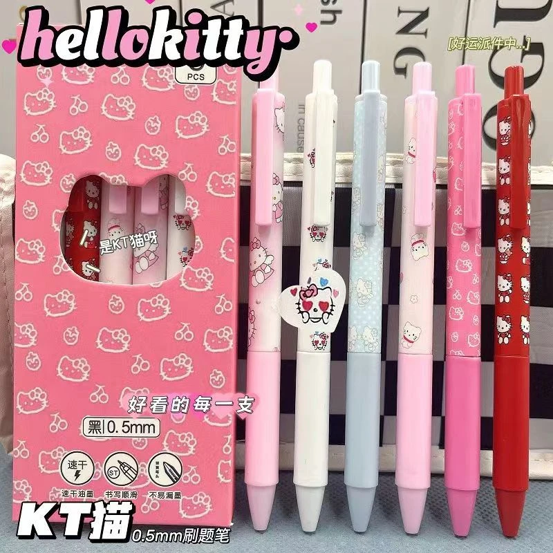 

Sanrio Hello Kitty Gel Pen Cute Cartoon Pressing The Pen Kawaii Good-looking Office Supplies 0.5mm Pen Head Child Holiday Gifts