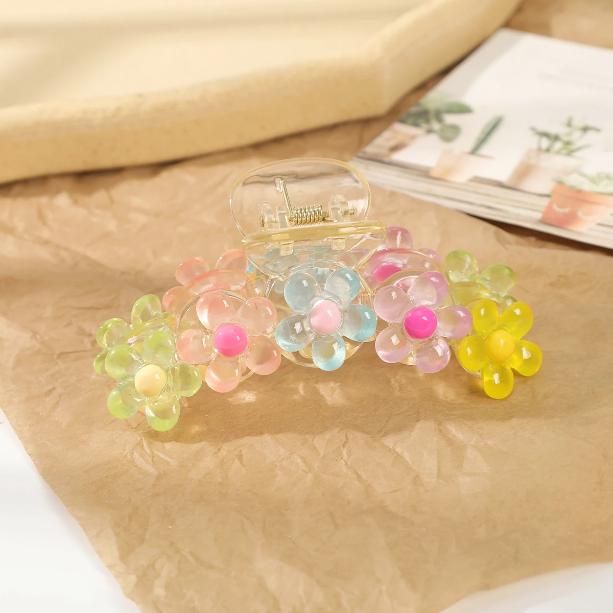 Fashion Women Beach Vacation Hair Claw Bohemia Flower Hair Clips Large Hair Claw Hairpin Women Girls Shark Clip Accessories