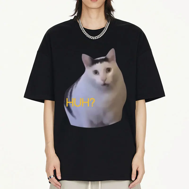 

HUH Cat Funny Meme Tee Shirt Unisex Gift Cat Memes Angry Crying Cats Confused Gen Z Humour Lronic T-shirt Hilarious T Shirts Men