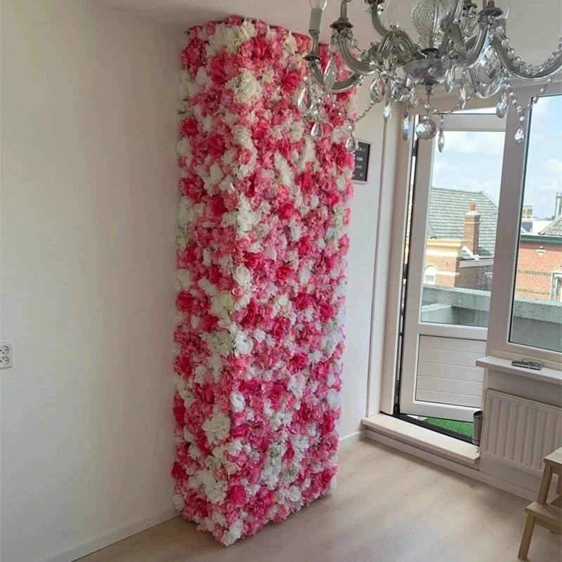 Pink Silk Rose Flower Wall Panel for Wedding & Party Backdrop 2