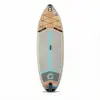 Inflatable Stand Up Paddle Board With Stable Non-Slip EVA Deck Gradient Light Wood Grain Design Tri-Fin System High Weight Capacity And Complete Kit Including Paddle Backpack Pump For Family Water Sports
