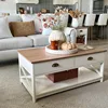 Coffee Table for Living Room - Farmhouse Modern Coffee Tables with Storage, Ivory White Coffee Table 1