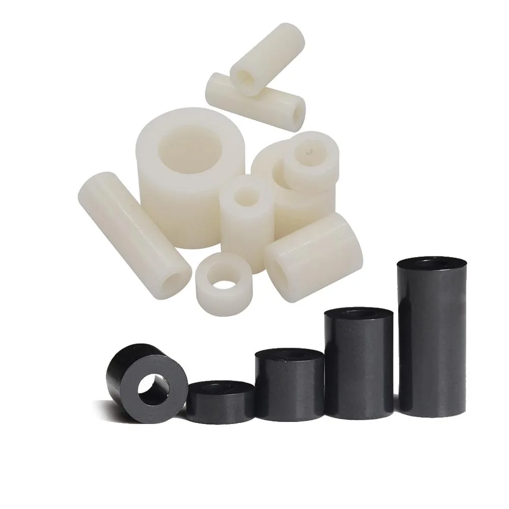 Plastic washers 20/100pcs Black White ABS Nylon Plastic Non-Threaded Spacer Hollow Standoff Washer For PCB Board M3 M4 M5 M6 M8 M10 Screw Bolt