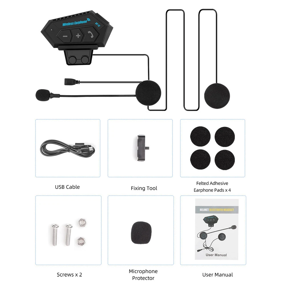 Écouteurs Bluetooth 5.0 pour moto, casque d'écoute, oreillettes sans fil,  stéréo, mains libres - AliExpress