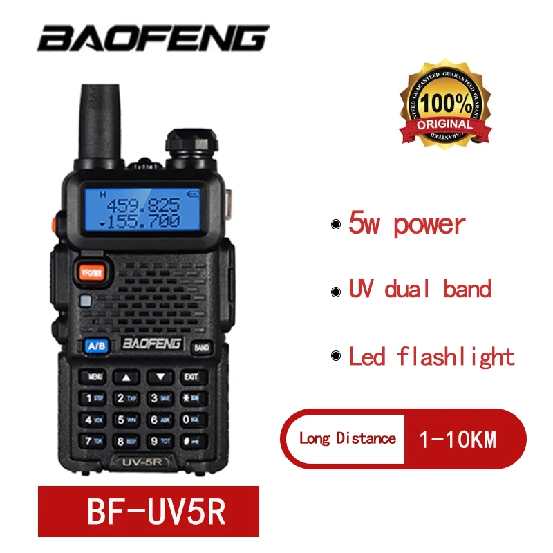 

Baofeng UV 5R 5W High Power Two Way Radio Dual Band Portable Radio VHF UHF FM 144-148/420-450Mhz Transceiver Hunting Radio