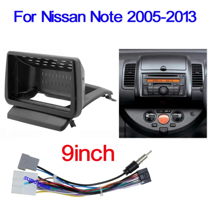 

9-дюймовая Автомобильная радиопанель Facia для Nissan note 2005-2013, комплект для приборной панели, устанавливаемая консоль Facia, панель адаптера GPS, Накладка для кабеля