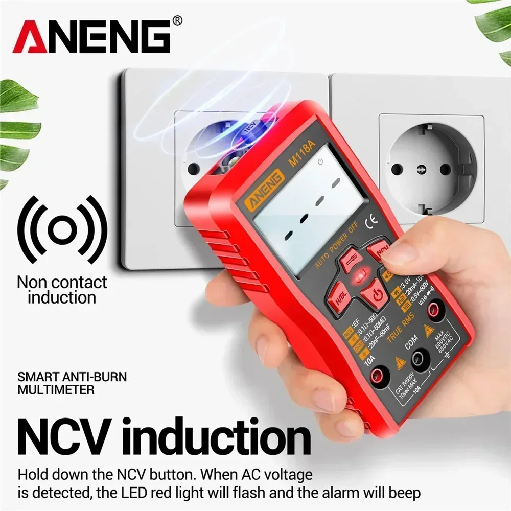 디지털 멀티미터 테스터 펜 ANENG M118A +A3010 키트 True RMS 6000/4000 카운트 자동 범위 AC/DC 트랜지스터 전압 테스터 도구