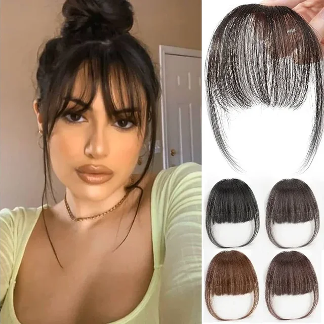 Faux Air frange cheveux Extension à clips cheveux synthétiques fausse frange naturel faux postiche femmes pince en frange outils de coiffure 1