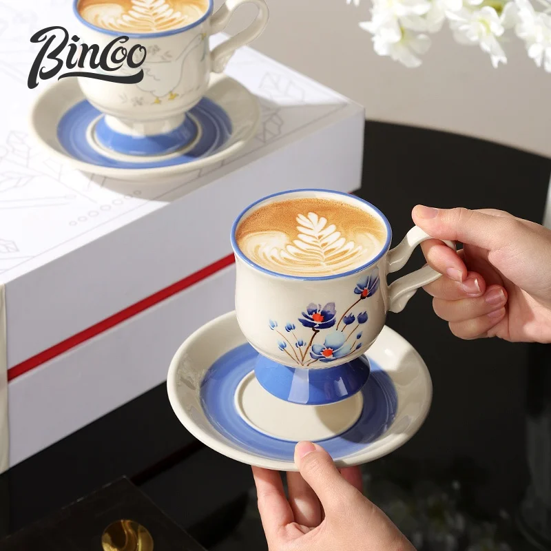 طقم فناجين قهوة بينكو مع صحون من السيراميك، كوب مع...