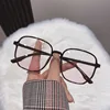 Pink Powder Blusher Myopia Glasses Fashion Korean Oversized Gradual Eyeglasses Anti Blue Light Blocking Computer Eyewear Diopter 5