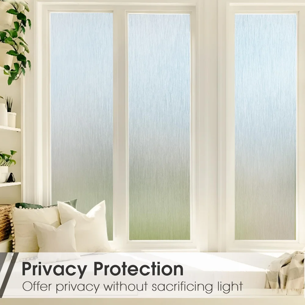 FANCY FIX Privacy Window Film Static Attraction Brushed Texture Translucent Decorative Window Film UV Protection For Home Office