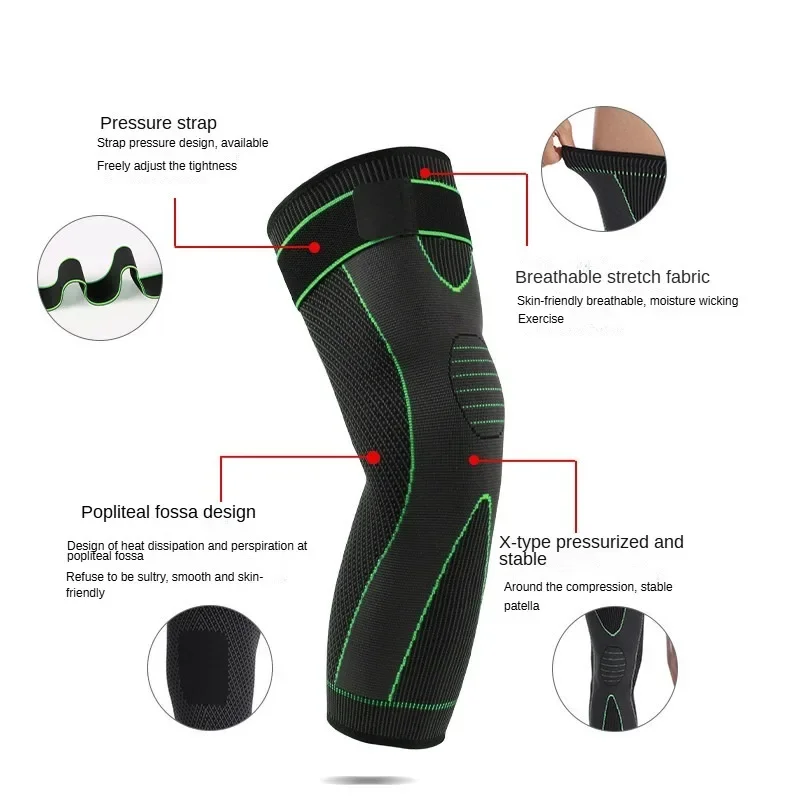 1/2Pcs Full Leg Compression Sleeve with Compression Strap for Women Men Long Leg Sleeve for Running Basketball Football Cycling