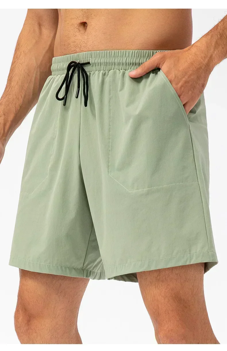 Мужские летние шорты для фитнеса лимонного цвета с аналогичным разрезом, дышащие и быстросохнущие шорты для фитнеса в тренажерном зале и модные брюки