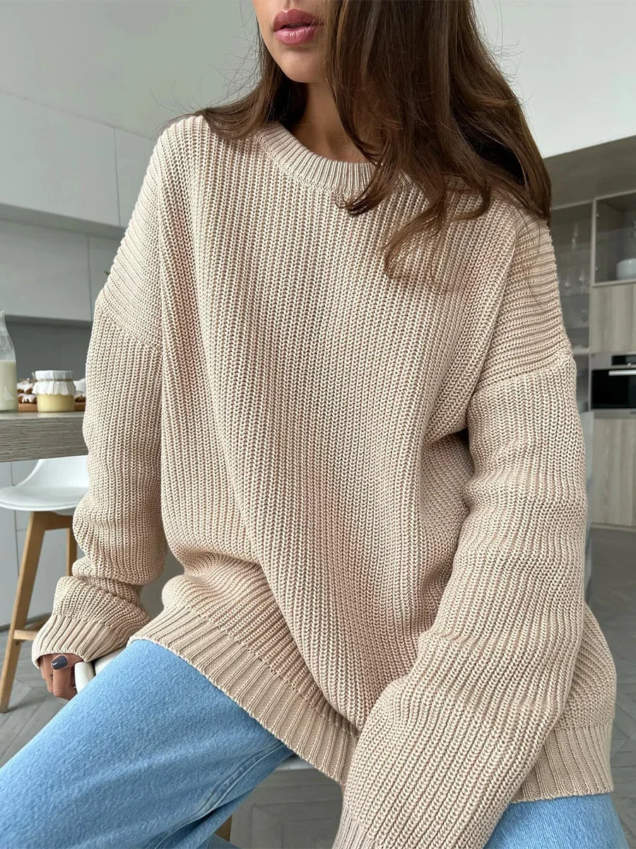 

Solid Knitted Thicken Pullovers Sweater women Oversize Long Sleeve Autumn Winter Casual Loose Sweaters Ladies Top
