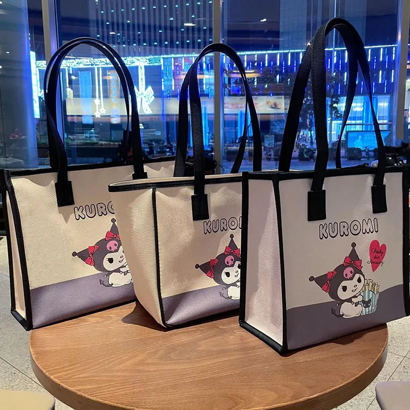 

Sanrio Anime Cartoon Kuromi Colours Pu Shoulder Bag Kawaii Love Girl Heart Large-Capacity Commuting Fashion Work Mummy Backpacks