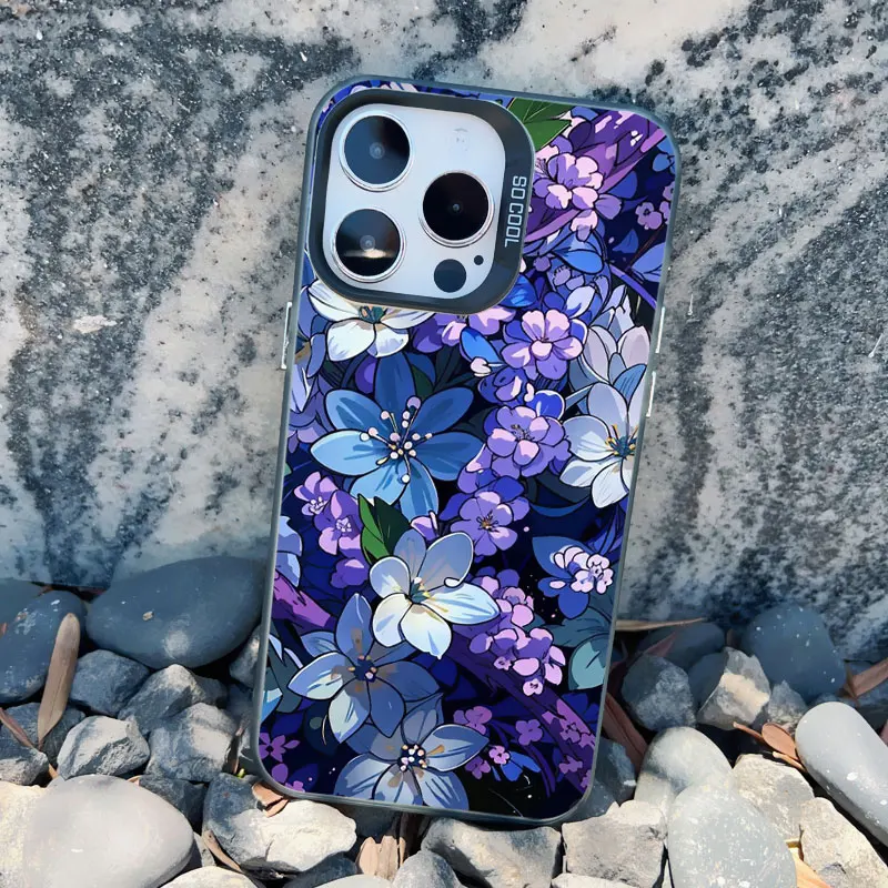 Sommer große Blumenmuster Handy hülle für iPhone 15 14 Pro Max Plus 13 12 Mini Pro Max 11 stoß feste matte Laser abdeckung ﻿Fundas – Detail 10