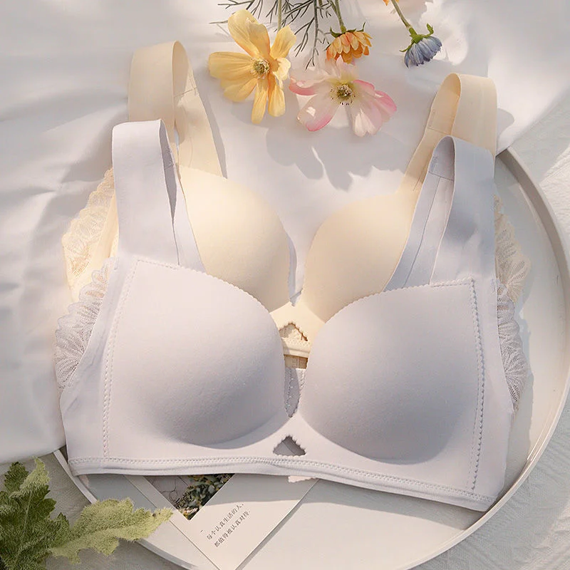 

Lingerie Women's Small Chest Thick and Thin Style Gathered Together to Support Sexy Lace Non Steel Ring Bra Women's Auxiliary
