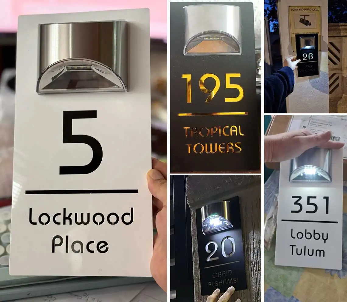 Porta Endereço Placa, Laser Cut, Rua ao ar livre e Nome de Família