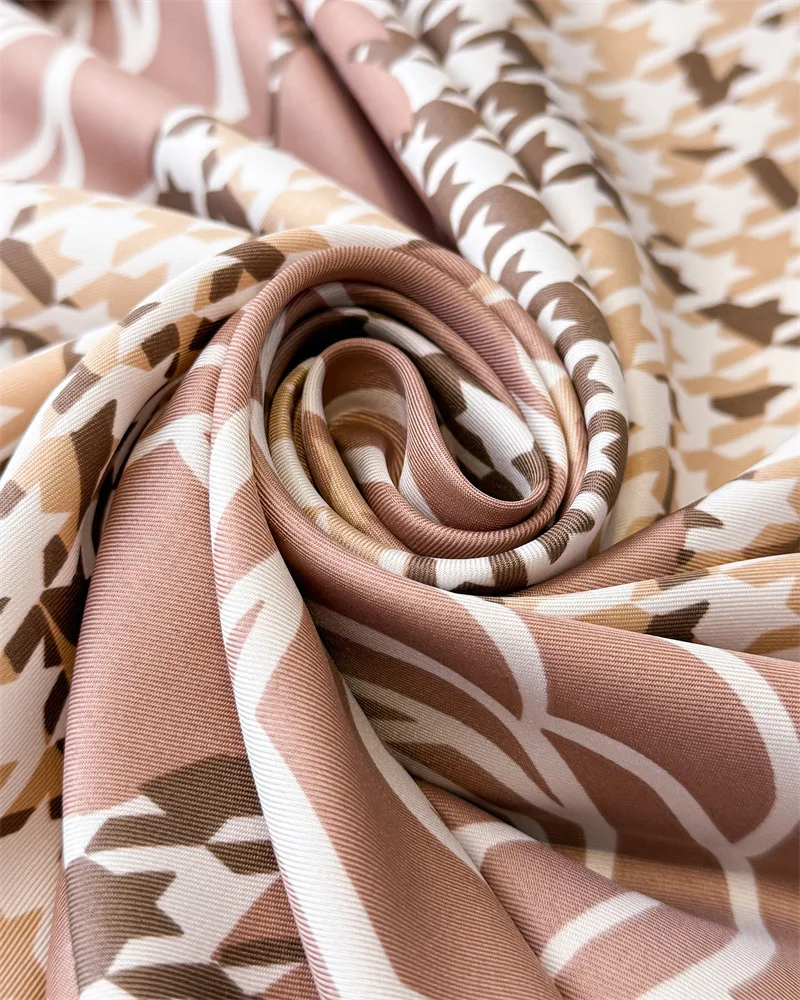 90*90cm Hahnentritt-Blumenmuster Baumwoll-Quadratschal Damen Seidenschals Bandanas Luxus Strandtuch Wickeltücher Eleganter Hijab Halstuch – Detail 16