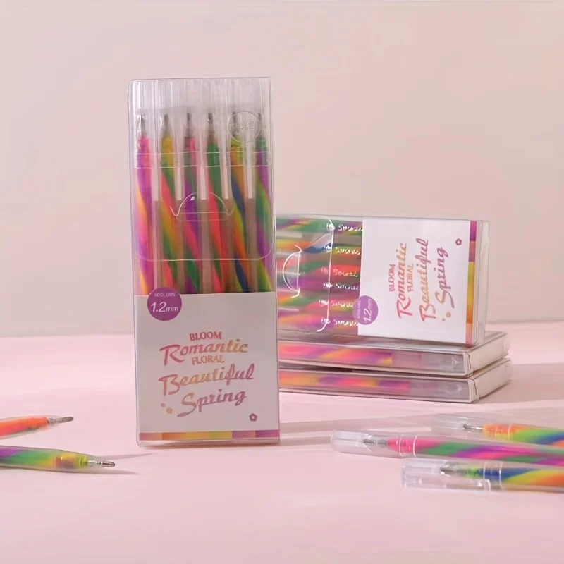Highlighter pen 6 Colors Sparkly Gel Pens Fine Point Rainbow Gradient Pens For Highlighting On Markers Grip Colored Pencils