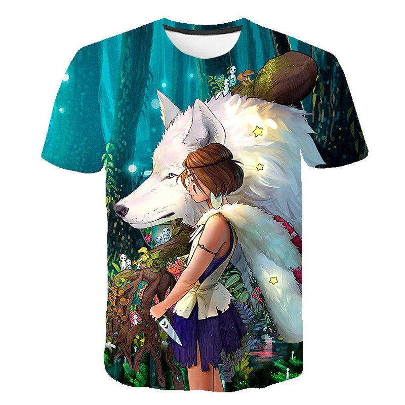 T-Shirts Kids Girls Top Tee Hayao Harajuku T Shirt Ghibli Totoro Miyazaki Graphic T-shirt Funny Cartoon Tshirt Princess Mononoke Anime T-Shirts luxury