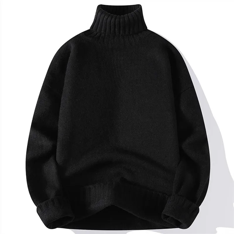 New Turtleneck Sweater Men Pullover Casual Solid Color Knitted Black Sweater Fashion Autumn Winter Men Clothing 2023 Sweater Man 5