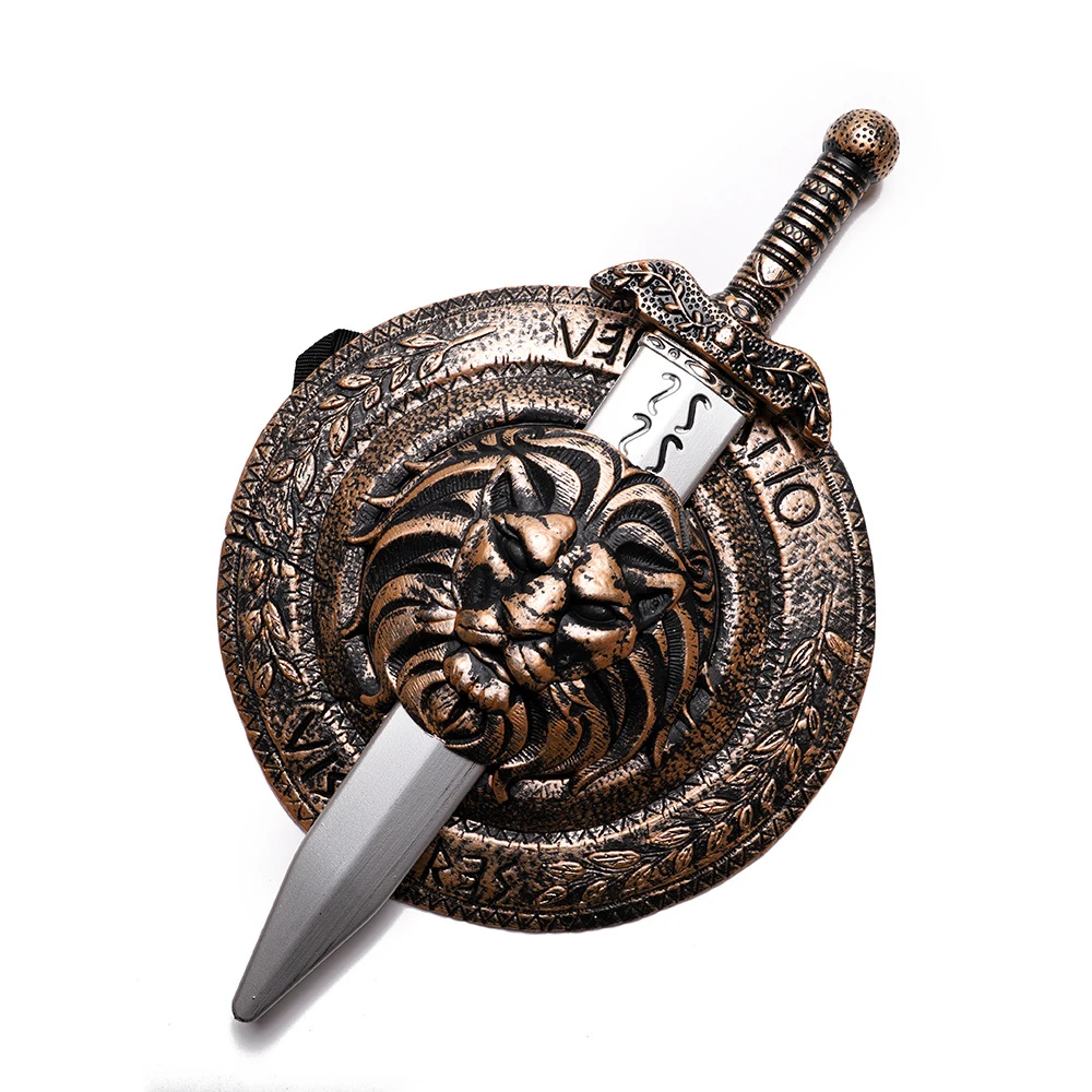Halloween Cosplay Accessories Ancient Roman Warriors Shield Sword Weapons Costume Props Kids Boy Birthday Party Gift Toys