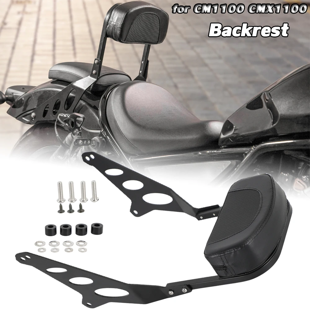 TCMT Passenger Backrest Kit & Pad For Honda Rebel CMX1100 (2021-2022) - Black, Easy Install - View #7