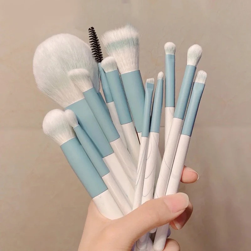 【12PCS 메이크업 브러쉬 세트 울트라 소프트 파우더 메이크업 도구 초보자용 포인트 블러쉬 브러쉬 컨실러 브러쉬 나이프 엣지 아이라이너 브러쉬】