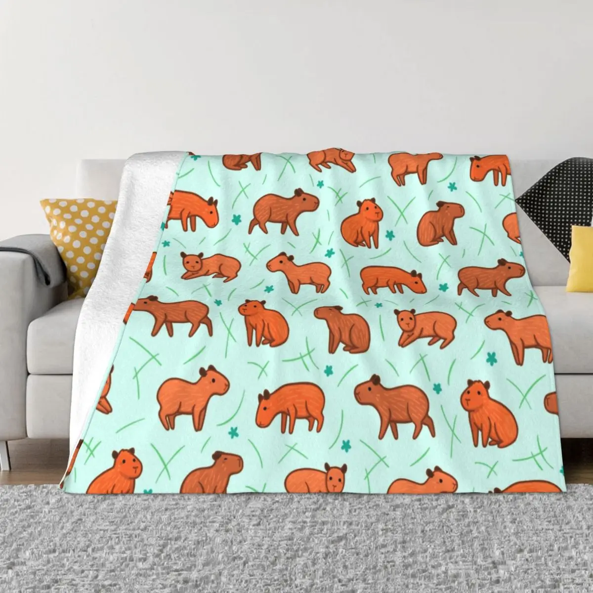 

Capybara Cute Blankets Fleece Spring Autumn Animal Breathable Super Soft Throw Blanket for Home Car Plush Thin Quilt