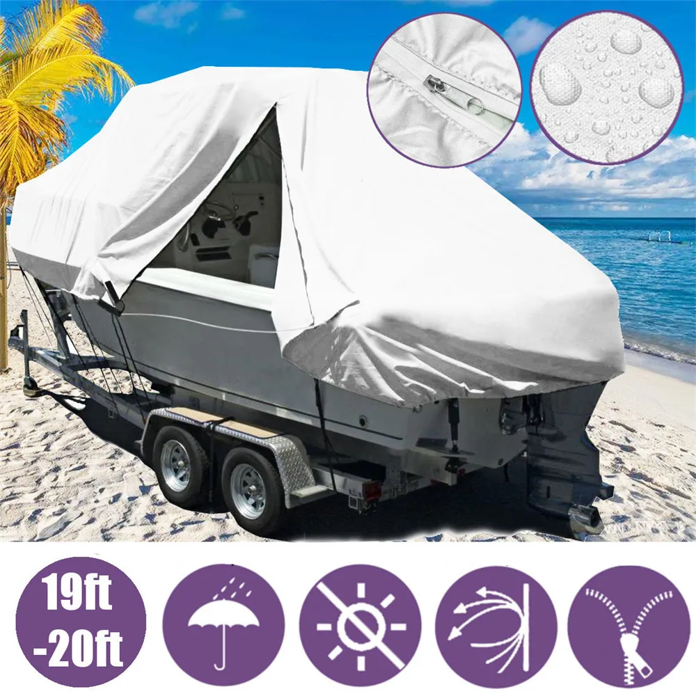 19ft-22ft Jumbo Cruiser Boat Cover Heavy Duty Marine Mooring Cover Waterproof Dust-proof UV-Resistant Boat Cover