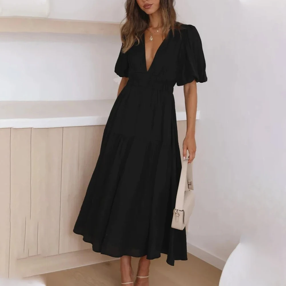 

Женское платье с юбкой, гофрированное Многоярусное платье, повседневное элегантное женское праздничное платье с рукавами-фонариками, легкий стиль, Новинка