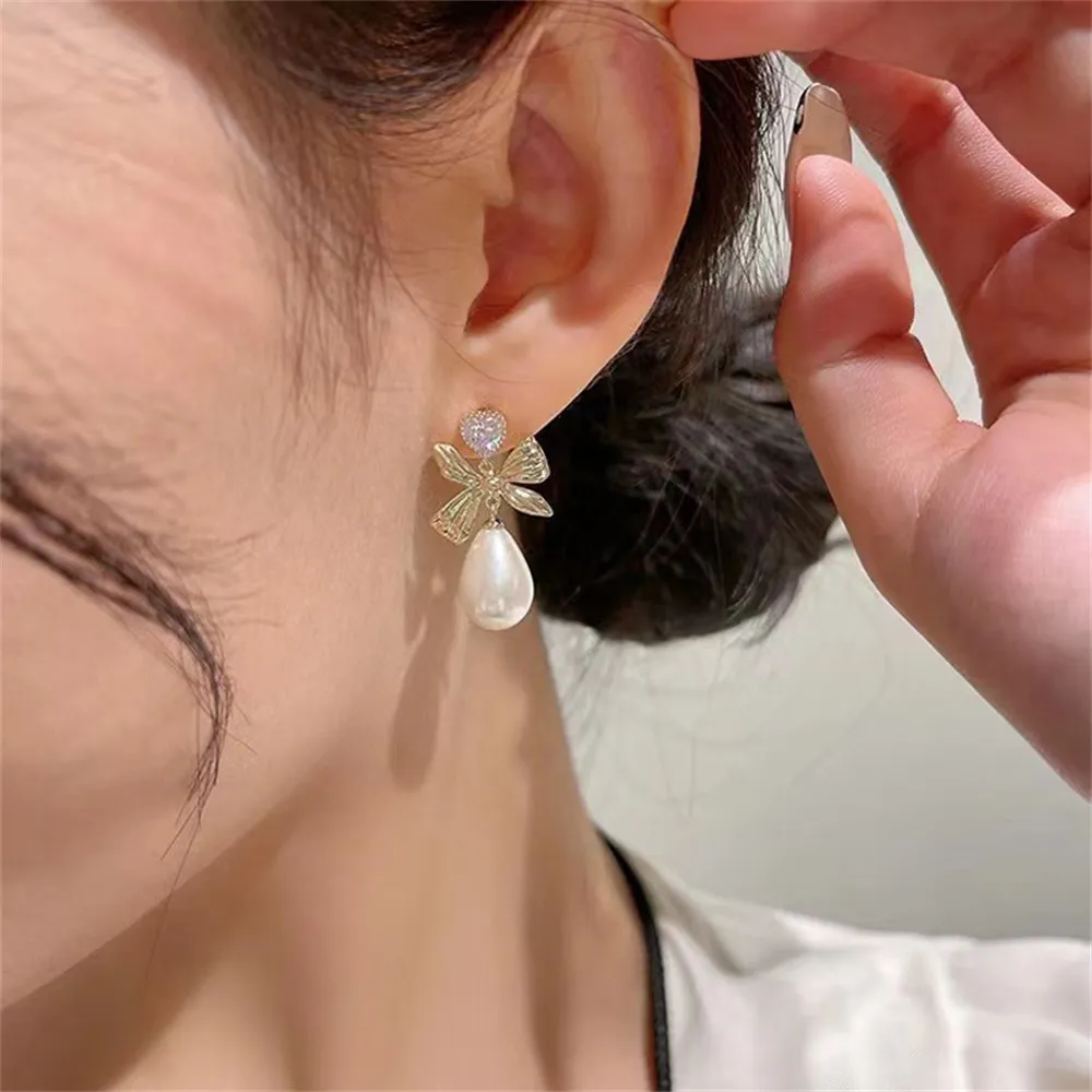 

DIY Pearl Ear Stud Accessories S925 Sterling Silver Jewelry Gold Ear Stud Female Empty Fit 8-12mm Beads