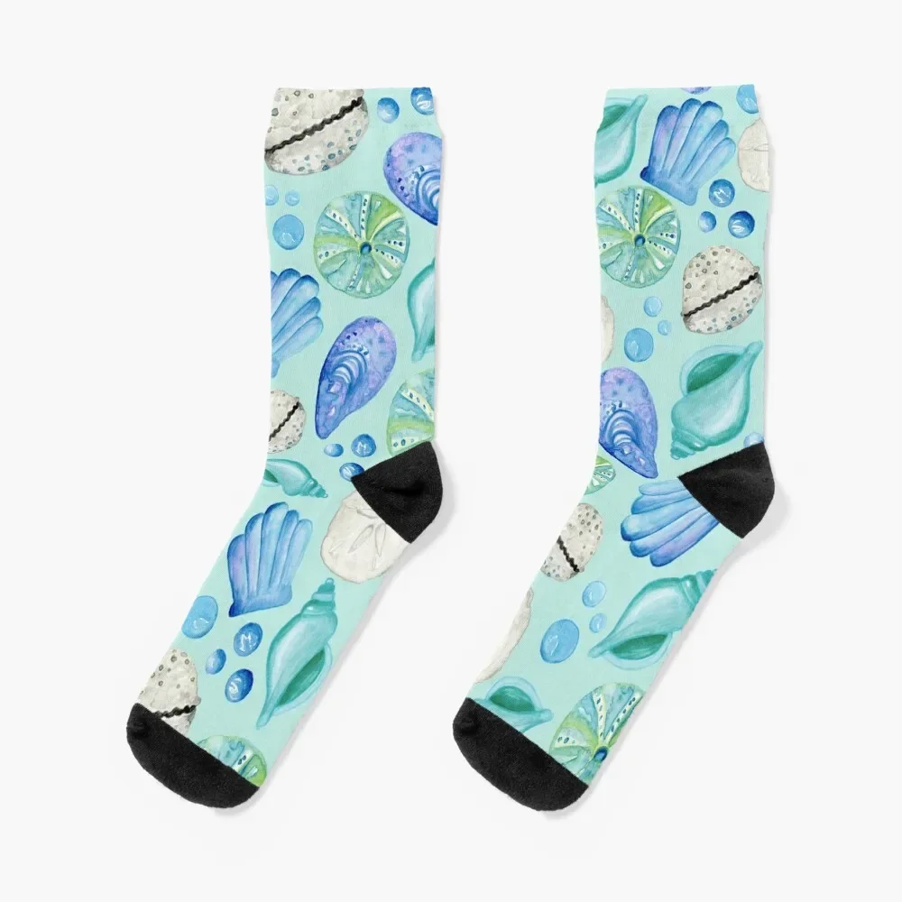 

Watercolor Seashell Explosion - Beachcomber Dream Socks christmass gift winter gifts Christmas Socks Woman Men's