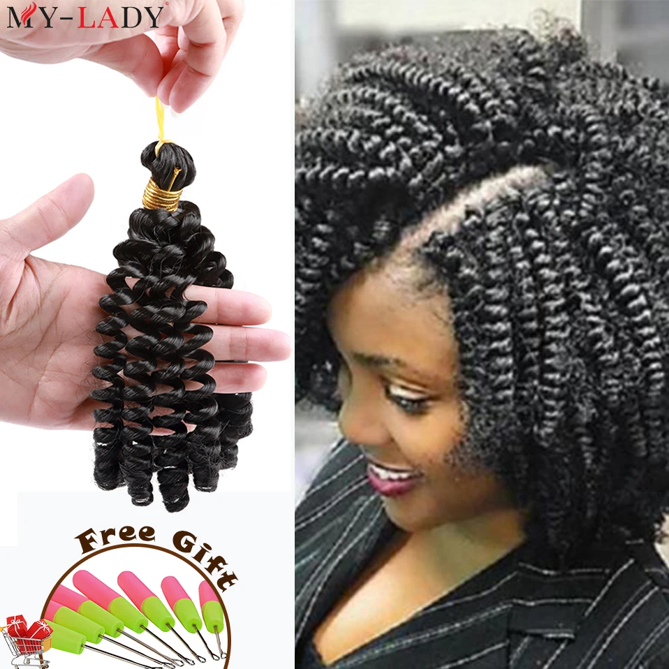 My-Lady 6inch Synthetic Curl Jumpy Wand Jamaican Bounce Ombre Braiding Hair Extensions Afro Crochet Braid Hair For Black Women