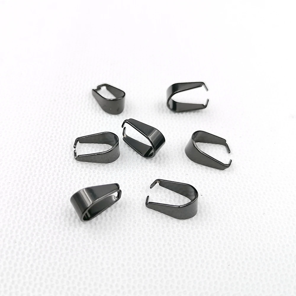 

20pcs Lot in Bulk Black Plated Stainless Steel Pendant Hook Pinch Bail Clip Clasp Accessories DIY Jewelry Findings Marking 5*10m