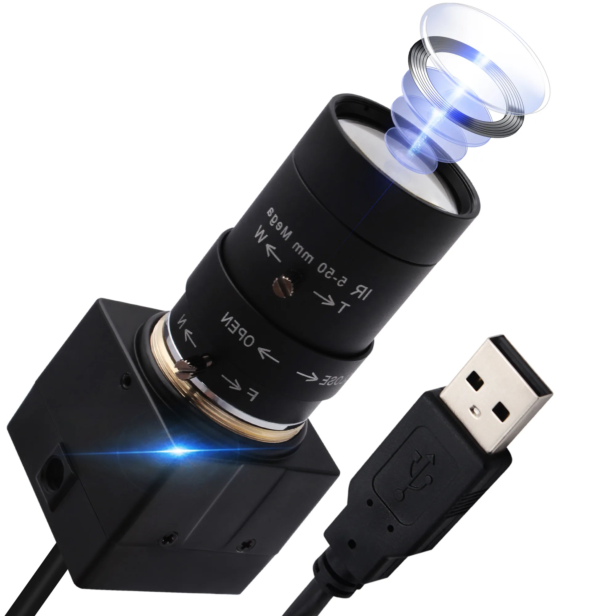 

Камера ELP 4K IMX415 с датчиком, 5-50 мм, варифокальная, 10-кратный оптический зум, веб-камера, Спортивная Экшн-камера для Windows, Linux, Android