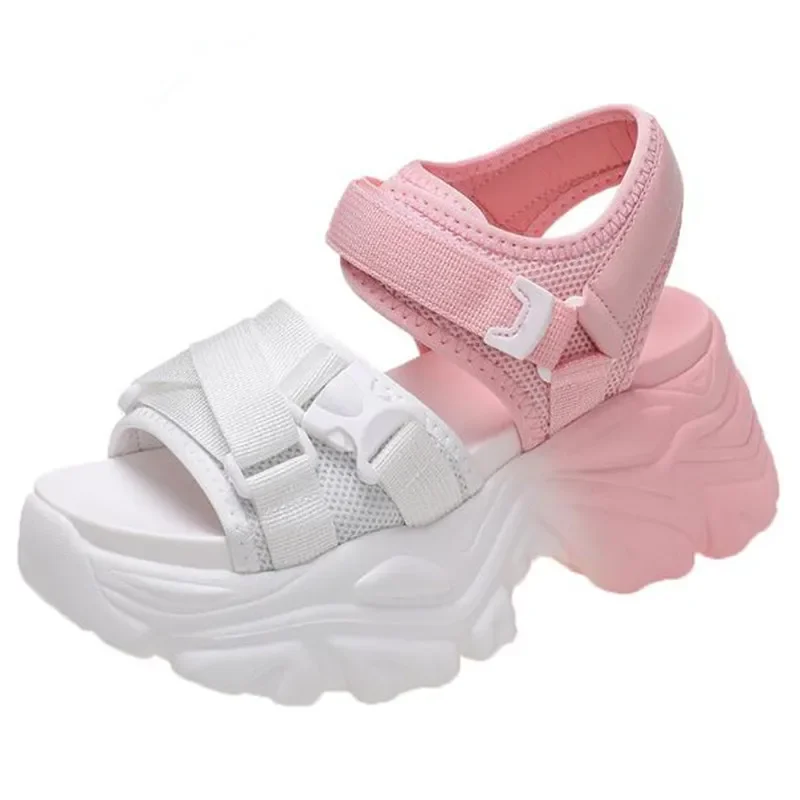 

YeddaMavis Pink Gladiator Platform Women's Sandals Summer Fashion Women Chunky Beach Sandals Denim Comfortable Sandalias Mujer