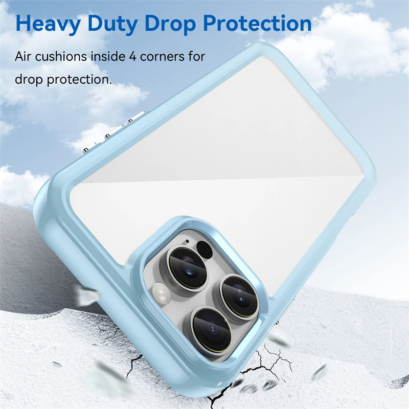 Hybrid Shockproof Transparent Armor Phone Case with Hard PC Bumper