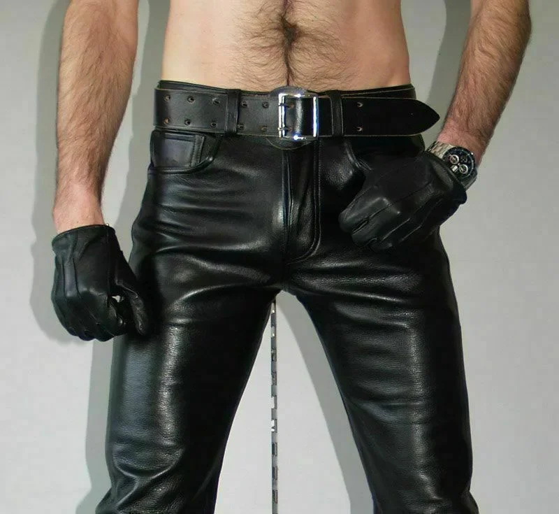 Brand-Autumn-Men-Leather-Pants-Skinny-Fit-Elastic-Style-Fashion-PU ...