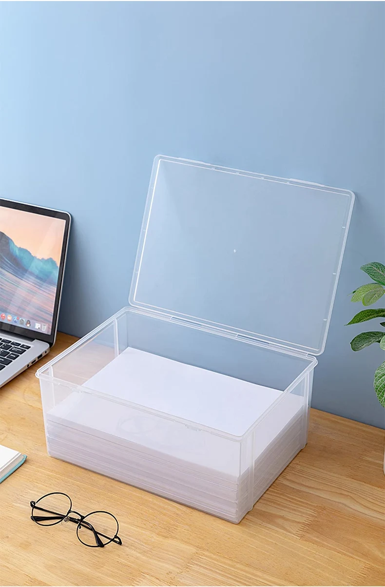 Description Picture 6 of itemWORTHBUY Desktop Storage Organizer Large Capacity Transparent Plastic Storage Box Multifunctional Office Supplies Organizer Box