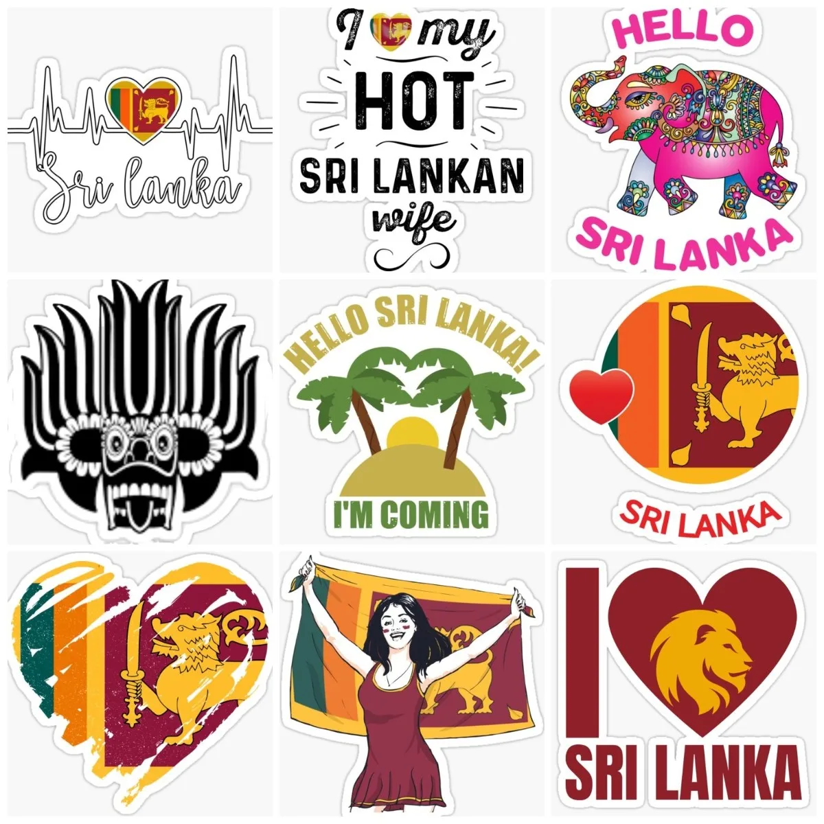 Sri Lanka Flag Scenery Monkey Creative Sticker Laptop Car Window Daccessories Truck Camper Wall Helmet Door Moto Glass Decal Pvc